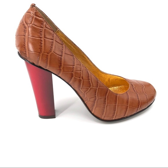 Dolce Vita Croc Embossed Camel Pumps Size 8 - Picture 1 of 15